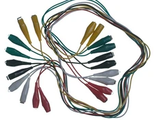 10 Pc Test Leads Set Heavy Duty 26 Gauge Insulated Copper Large Alligator Clips