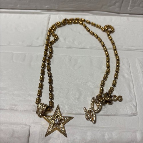 Dolce & Gabbana Crystal Star Necklace Gold Rhinestone Length: 14.2 in. Japan - Picture 4 of 6