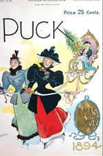 Puck Christmas XMAS Number 1894 VICTORIAN LADIES ICE SKATING SLEIGH TREE Print