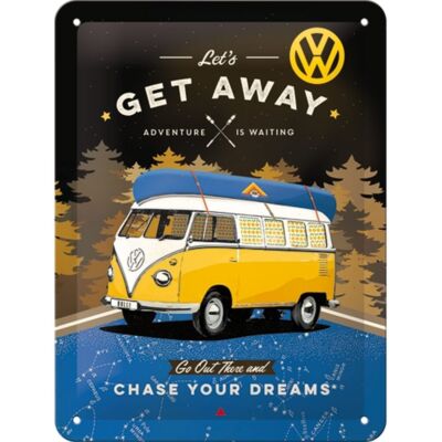 Nostalgic-Art - Retro Blechschild Metallschild 15x20cm - VW Bulli Let's Get Away