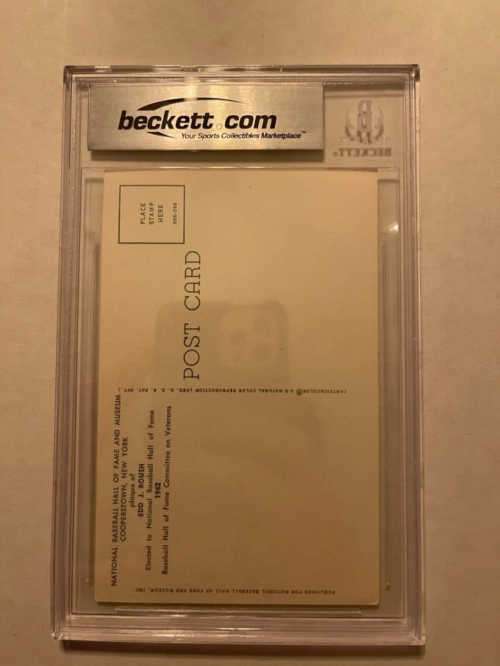 EDD ROUSH AUTO BECKETT ПОДЛИННЫЙ АВТОГРАФ ЗАЛ СЛАВЫ ТАБЛИЧКА ОТКРЫТКА - Изображение 2 из 2