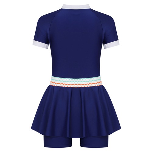 Girls Swimwear UPF 50+ Rash Guard Sport Swimsuit Jumpsuit Swimming Skirted Pool - Picture 5 of 22