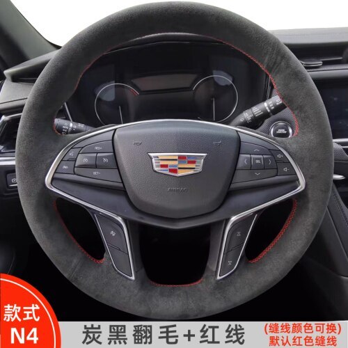 Hand Stitched Steering Wheel Cover Carbon Fiber Leather For Cadillac CT5 CT6 XT4 - Picture 10 of 13