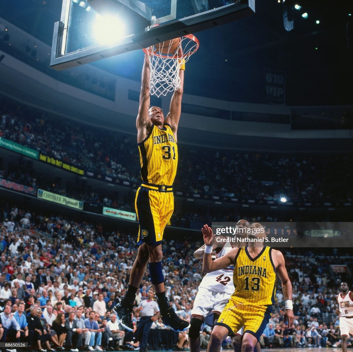 100% Authentic Reggie Miller Vintage Champion 98 99 Pacers Pro Cut