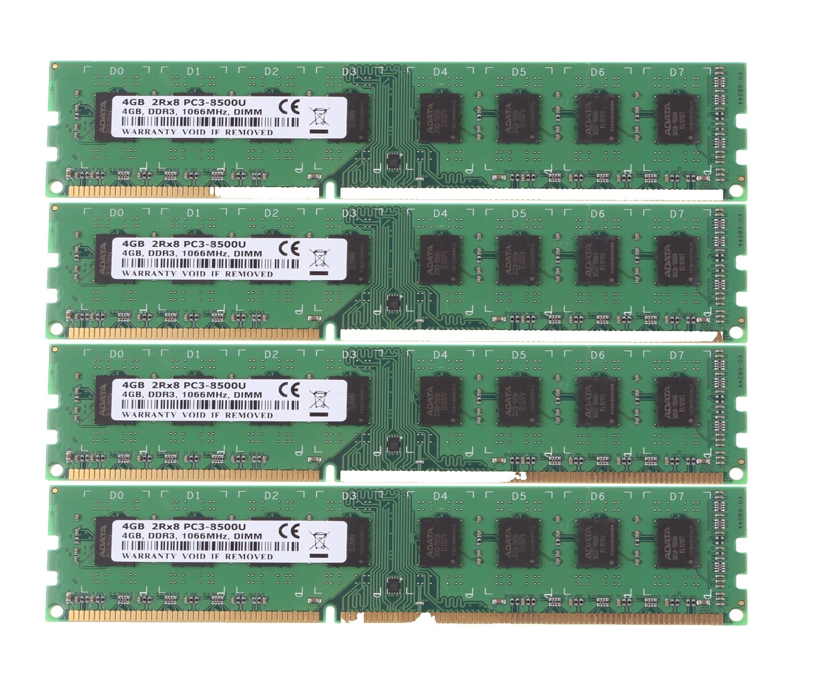 Capacidad total de 2 GB de RAM del ordenador 4 módulos