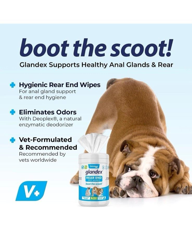 Glandex Dogs Butt Wipes Cleansing Deodorizing Anal Gland Hygienic