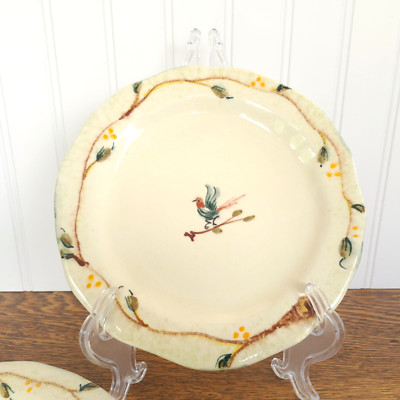 LOT 2 Vietri Etrusca 8.5'' Salad Lunch Plates Italy Pottery Bird On Olive Branch