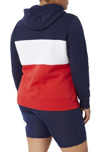 FILA Women's Historic Logo Pullover Hoodie Plus Size 2X Navy Blue Red White - Picture 2 of 5