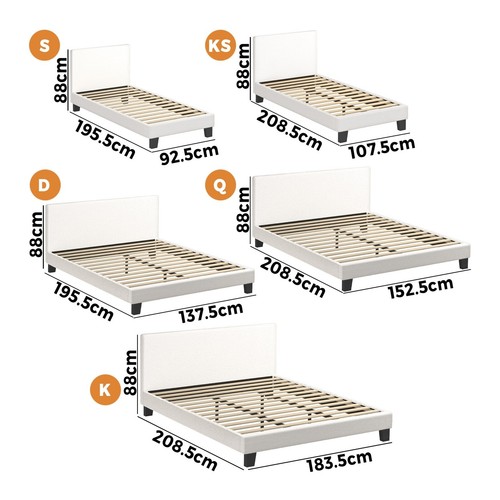 Oikiture Bed Frame Queen Double King Single Size Boucle Fabric Platform - Picture 8 of 60