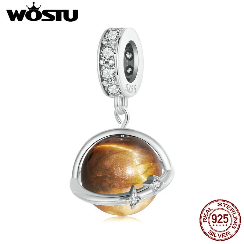 VALENTINO WOSTU Ciondolo Ciondolo Tigerite Naturale Alla Tendenza WOSTU Trendy Argento 925 Regalo Donna