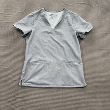 Figs Technical Collection Scrub Top Small Gray Polyester Nursing Medical.