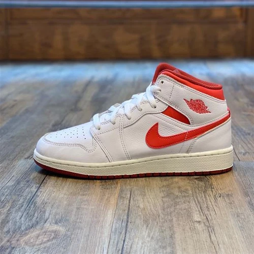 Nike Air Jordan 1 Mid Gr.46 weiß rot FJ3458 160 Herren Sneaker Retro - Bild 1 von 2