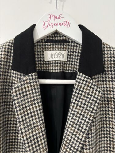 Toast Women's Moon Tweed 100% Wool Houndstooth Check Blazer Jacket ~ UK 12 - Picture 5 of 24