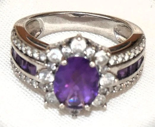 ANILLO DE PLATA ESTERLINA 925 AMATISTA P ESTRELLA M/P*M de diseñador talla 8 Foto 2 de 4