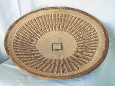 Vintage Zimbabwe African Basket Tonga Binga Grass Woven Art Basket 15" large