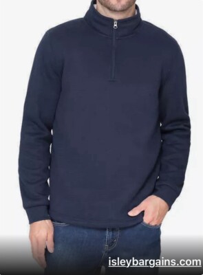 BC Clothing Waffle Knit 1/4 Zip Mock Neck Fleece Lined