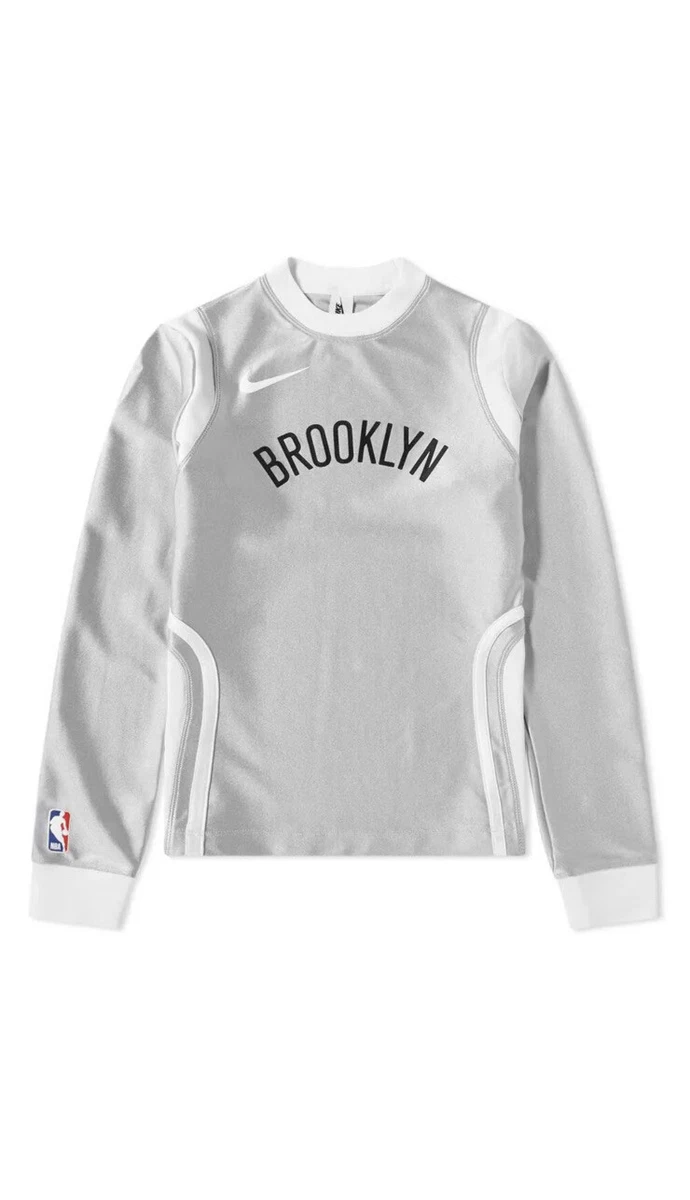 Nike Women AMBUSH NBA Long Sleeve Tee Top Brooklyn Nets Sliver Gray SZ S