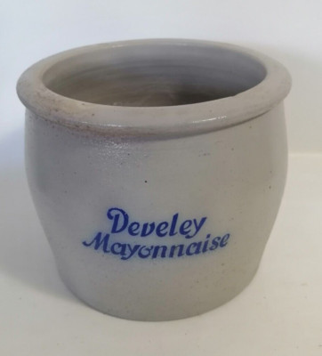 Rare Vintage Former DEVELEY MAYONNAISE POT Stoneware grocery