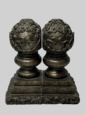 Vintage French Country Style Finial Book Ends Set Heavy With Felted Bottoms