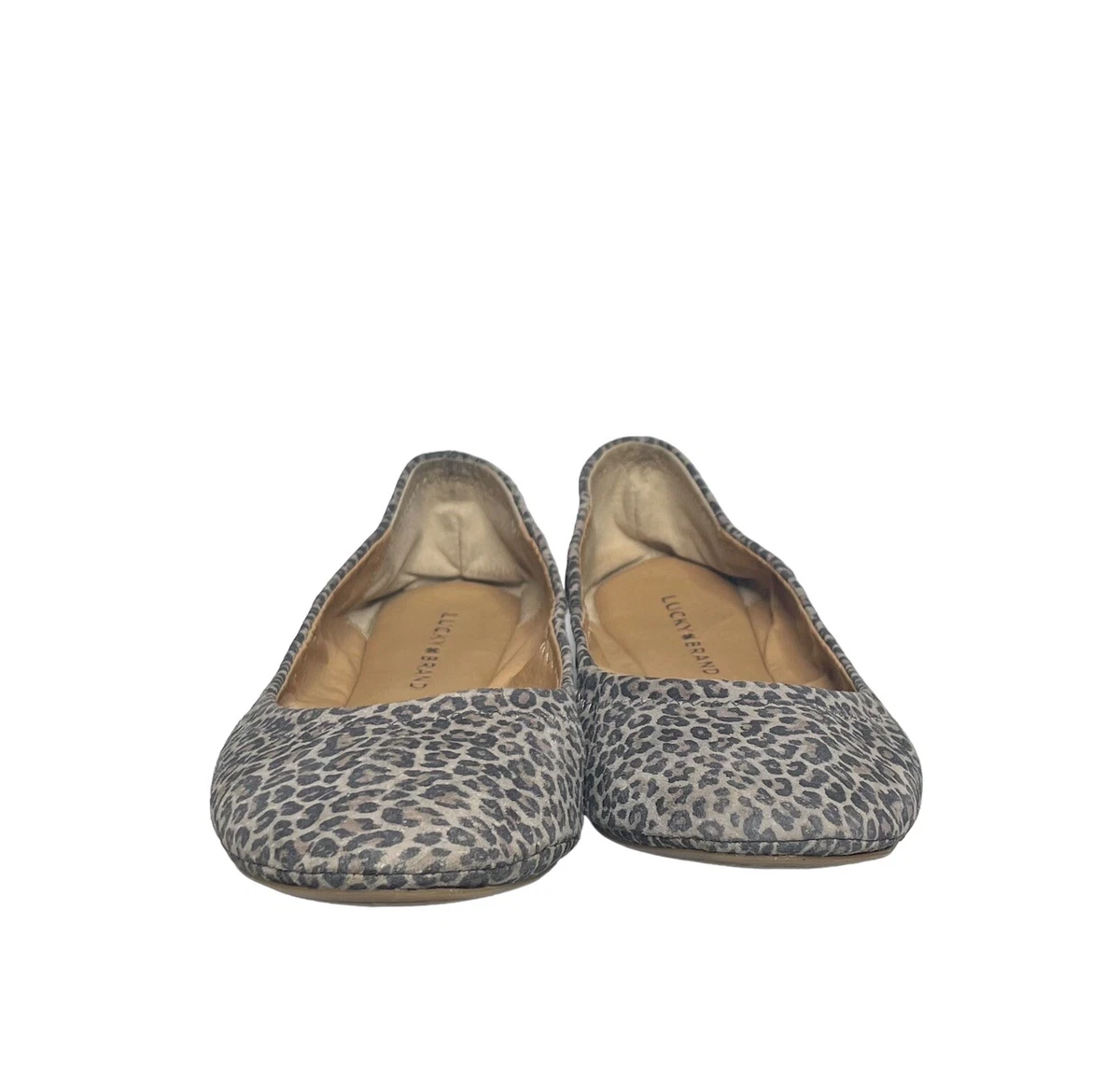 Lucky Brand Emmie Ballet Flats Leopard Size 8.5 Leather Upper Slip