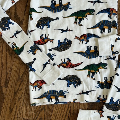 Hanna Andersson Dinosaur Pajamas Size 150 12 US PJs Cotton Dinos 2pc Sleep - Picture 3 of 8