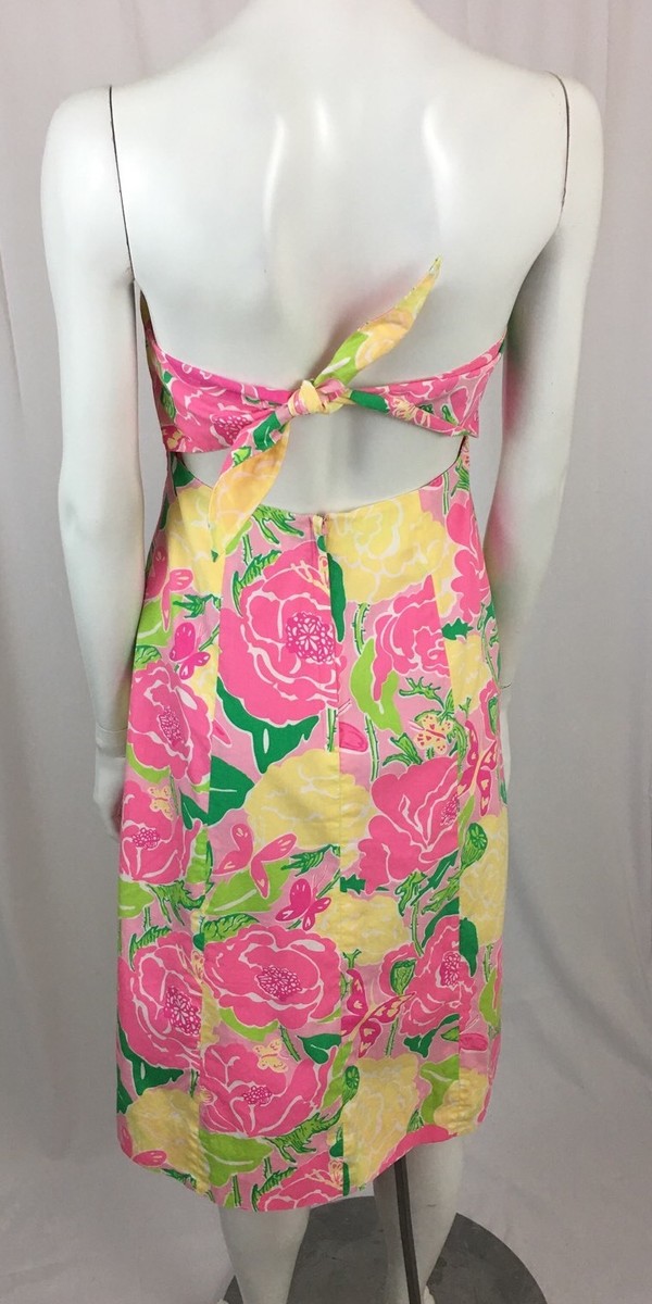 Robe Sans Bretilles Lilly Pulitzer à Motifs Papillons Et Fleurs - Taille 2, Rose, Très Bon état