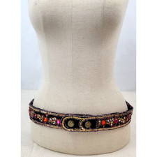Vintage Ibisco Beaded Belt India Sequin Jewel Boho Festival Statement Size L