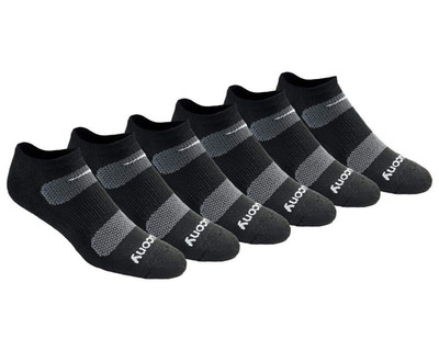Saucony mens Multi-pack Mesh Ventilating Comfort Large, Black Basic (6 Pairs)