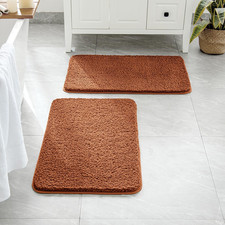 MIULEE Burnt Orange Bathroom Rugs Set 2 Piece, Fall Soft Absorbent Microfiber Ba