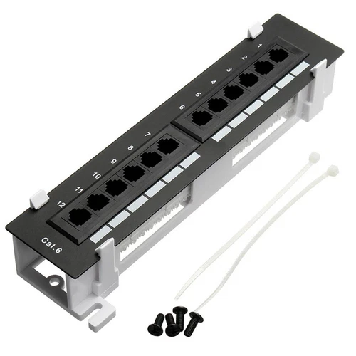 1X(Netzwerk-Tool-Kit, 12-Port-CAT6-Patchpanel, RJ45-Netzwerk-Wandmontage-Ra2551