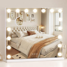 Vanity Mirror with Lights,Makeup Mirror with 17 Dimmable LED Bulbs, 3 Color Ligh