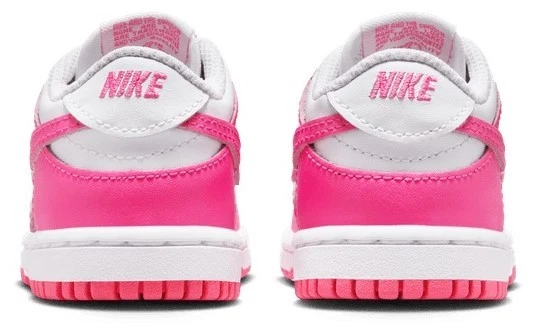 Nike Dunk Low blanco/láser fucsia para niños pequeños (FB9107 102) Foto 4 de 4