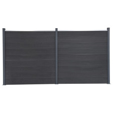 Image of Garden fence panel set 353x186cm Grey WPC/Aluminium/Steel Double-Sided Modular.