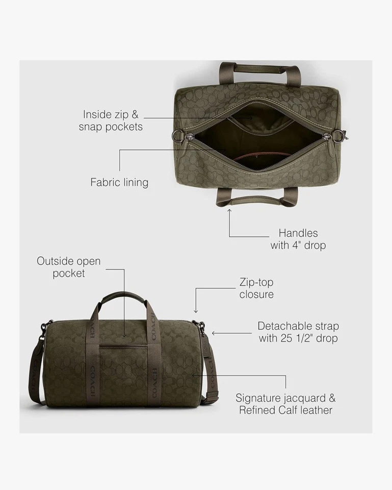 Coach Men's Theo Duffle Bag Signature Jacquard - Image 3 of 4