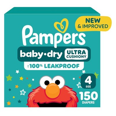 Pampers Diapers - Baby Dry - Size 4, 150 Count, Absorbent Patterned 