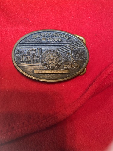 VINTAGE HL&P 13 YEAR SAFETY AWARD BRASS BELT BUCKLE 