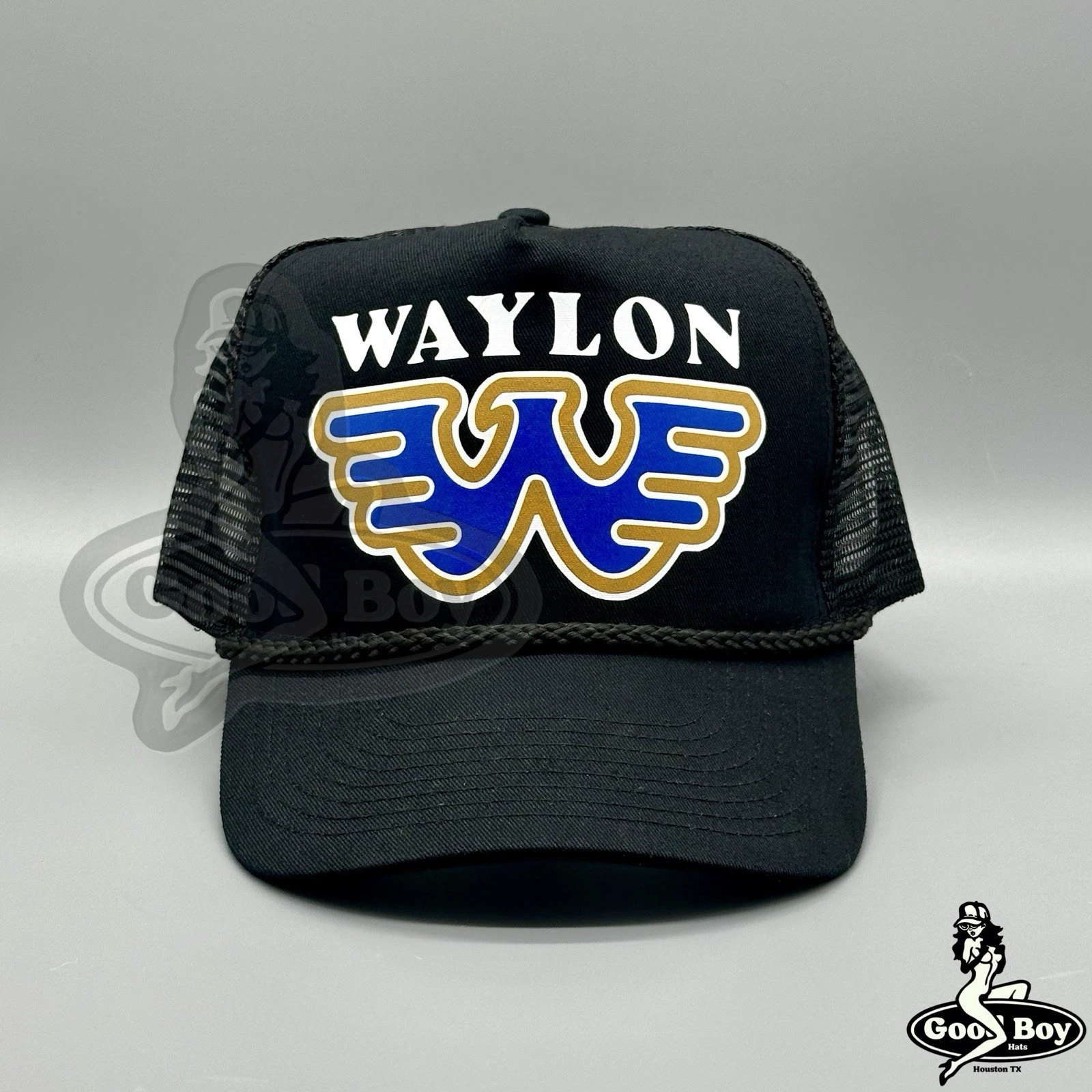 Waylon Jennings Trucker Hat Retro Rope Cap Black Outlaw Country Western Wear