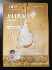 ODB Korean Skin Care Facial Sheets Vitamin W/Glutathione For Brightening 5pk New
