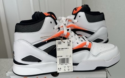 Reebok Pump Omni Zone II Mens Size 8.5 - White Orange Leather