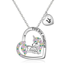 Unicorn Necklace for Girls Unicorn Gifts - Heart Unicorn Necklace for Teen Girls