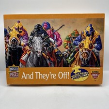 Master Pieces Puzzle 1000pc Jumbo "And They're Off " 19.5"x 39"