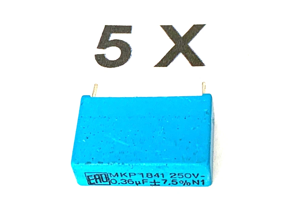 360nF, 0,36nF, 250V-, 160V~, 7,5%, 100°, RM22,5, MKP1841, MKP1841436255, 5 Stück - Bild 1 von 3