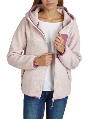 DENIMFY Fleecejacke Damen Regular Fit DFLea Teddyfleece Kapuzenjacke Winterjacke