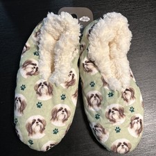 Comfies Slippers Non Slip Comfies Dog Design One Size Shih Tzu Light Green 1251