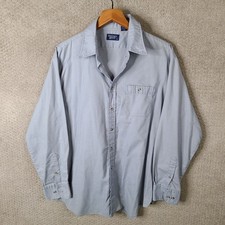 Vintage Hunters Ridge Shirt Mens XL Gray Button Up Long Sleeve Poly Cotton Work