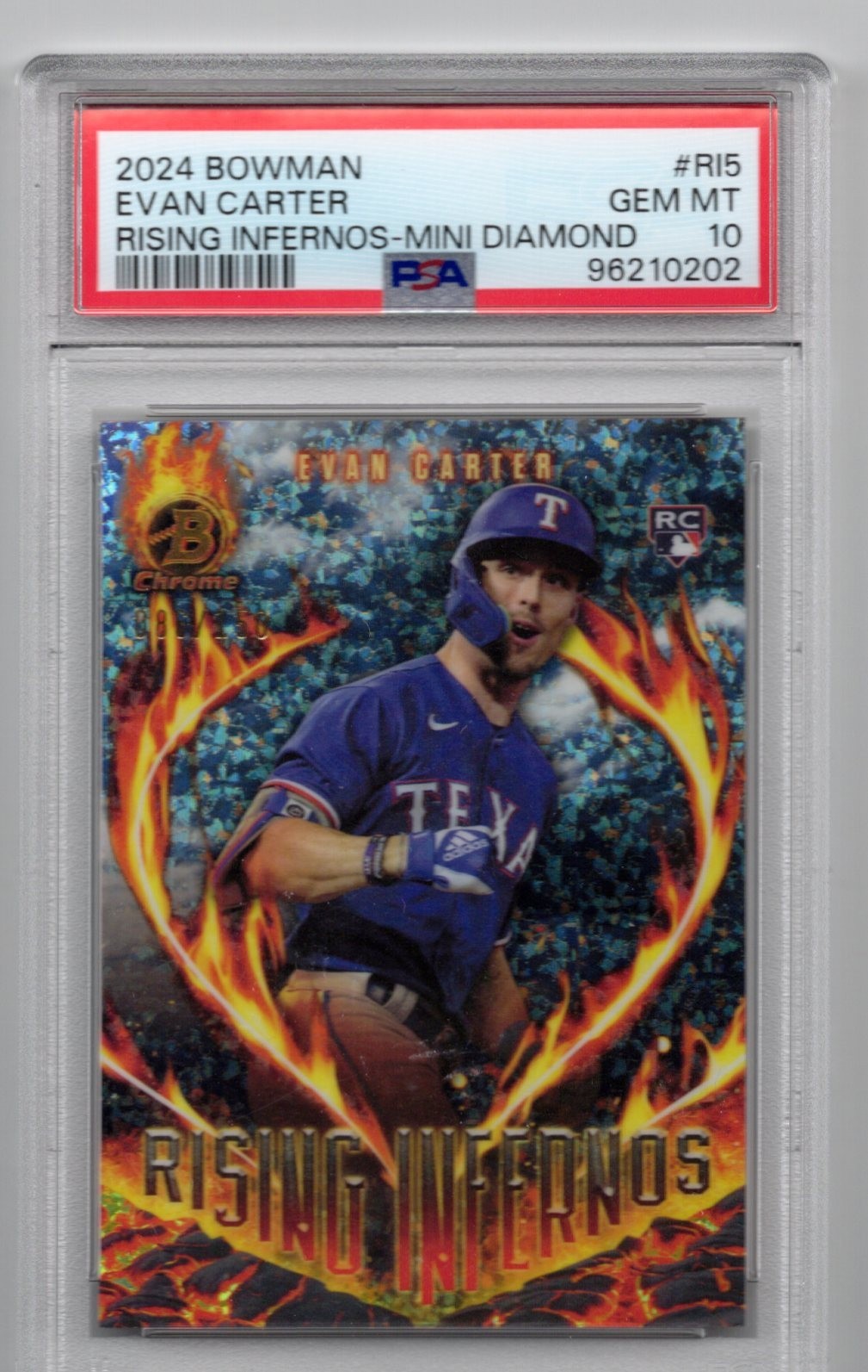 2024 bowman Evan Carter Rising Infernos-Mini Diamond #R15   086/150