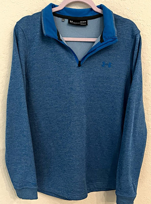 Under Armour ColdGear Men's M Blue 1/4 Zip Pullover Mock Neck Loose Fit
