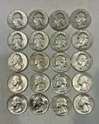 Lot of 20 90% silver 1960~1964 circulated Washington quarters