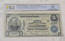 1902 $5 MISHAWAKA INDIANA CHARTER 5167 NATIONAL NOTE PCGS VF25