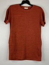 New In Collection Women Small Shirt Dress Burnt Orange Short Sleeve NWT